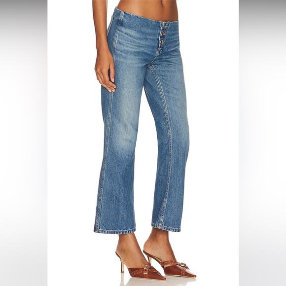Re/Done Button Fly Crop Bootcut Jeans Size 26 - Picture 2 of 5